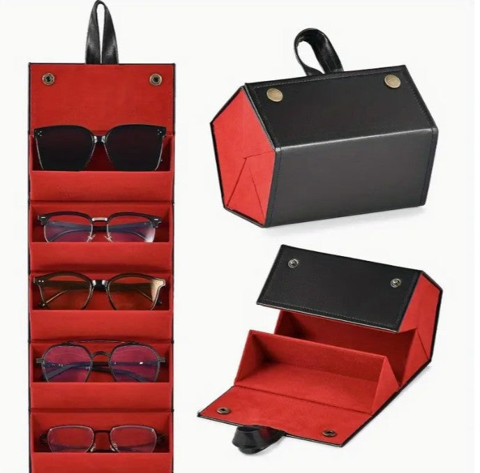 6 Slot Black and Red Eyewear Case iGlowe Fashion Eye Wear