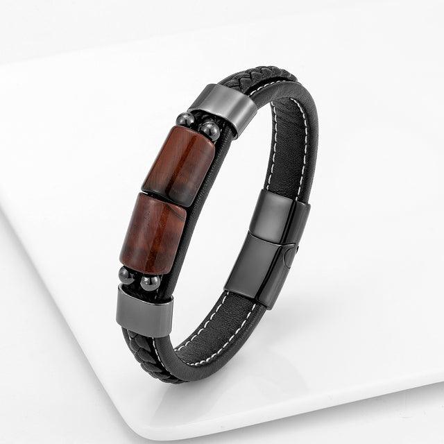 *PRE- ORDER* Natural Tiger Eye Stone Men's Stainless Steel Bracelet Charm iglowe