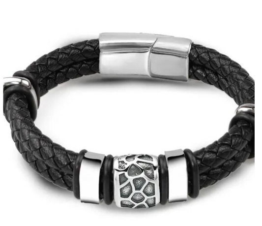 Black Braided Leather Bracelet iGlowe Fashion Eye Wear