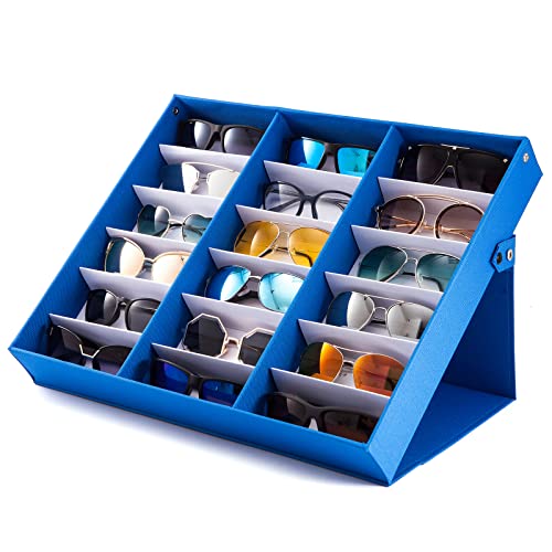 TRIUMPH VISION Sunglasses Organizer Storage Eyeglass Holder Multiple Glasses Case Box Eyewear Tray Display Stand Rack for Women Men 18 Slot TRIUMPH VISION