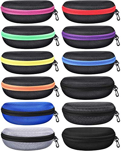 Weewooday 12 Pack Hard Shell Sunglasses Case Shell Eyeglassesc Travel Portable for Men Women (EVA) Weewooday