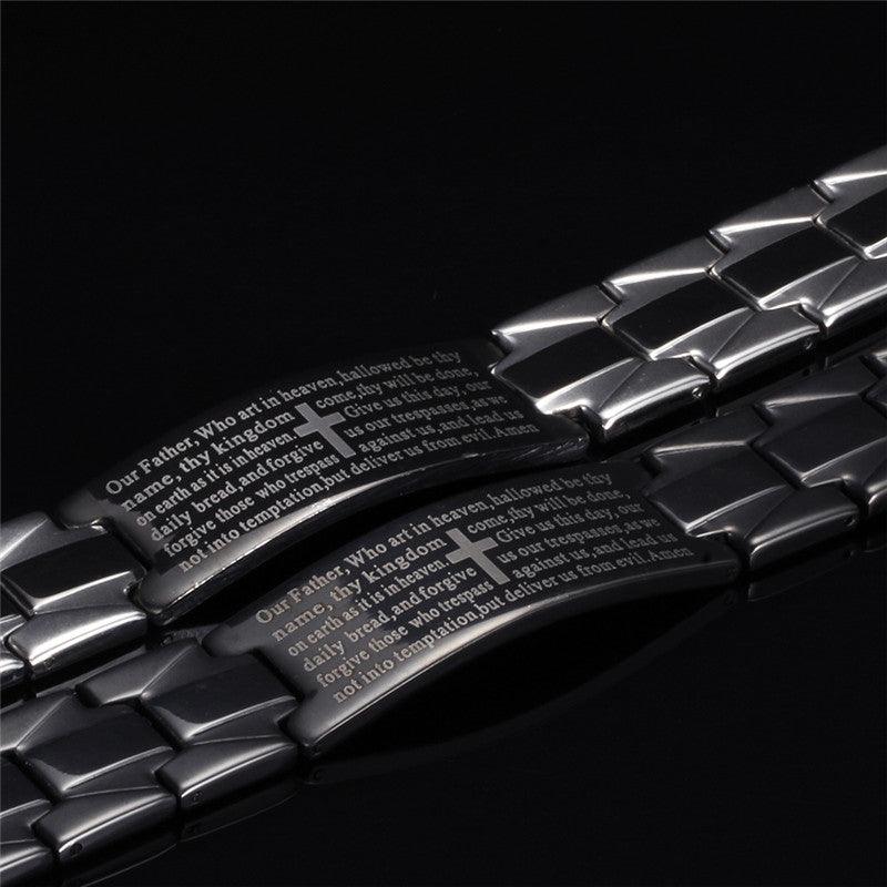 Cross and Scripture Stainless Steel Bracelet iglowe