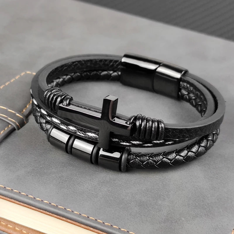 *PRE-ORDER*  Faith Unisex Braided Leather Bracelet iglowe